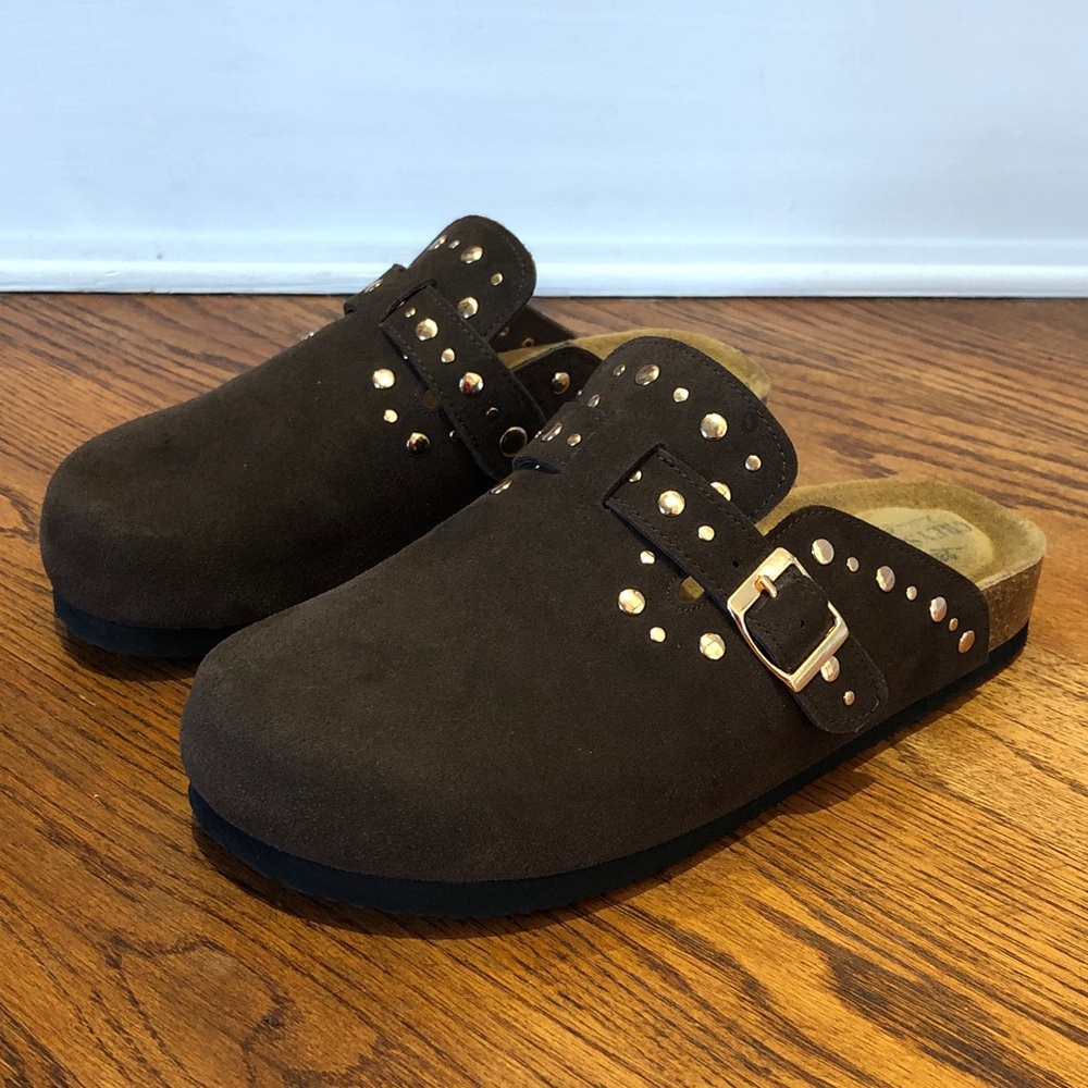 Graystone leather collection genuine suede slides in immaculate condition Sz 7.5